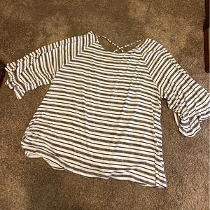 a.n.a Striped Gray and White Top